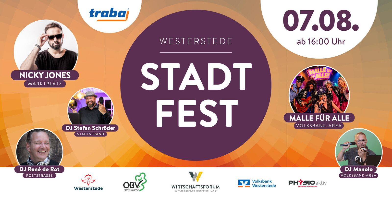 Plakat Stadtfest Westerstede 2026 mit Sponsoren und Künstlern